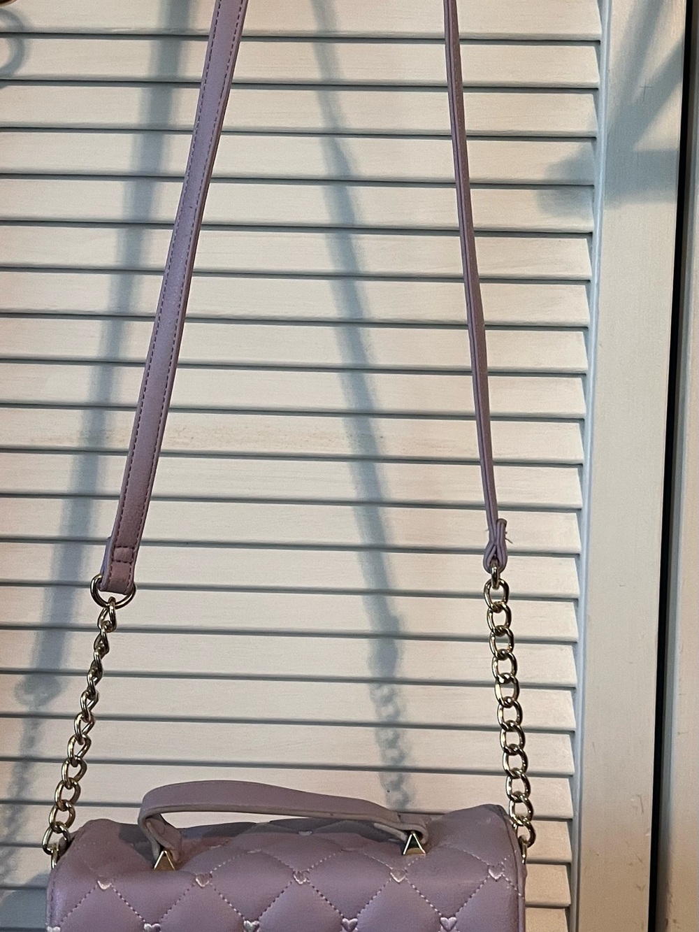 Betsey Johnson Lavender Quilted Crossbody Bag with Chain Strap